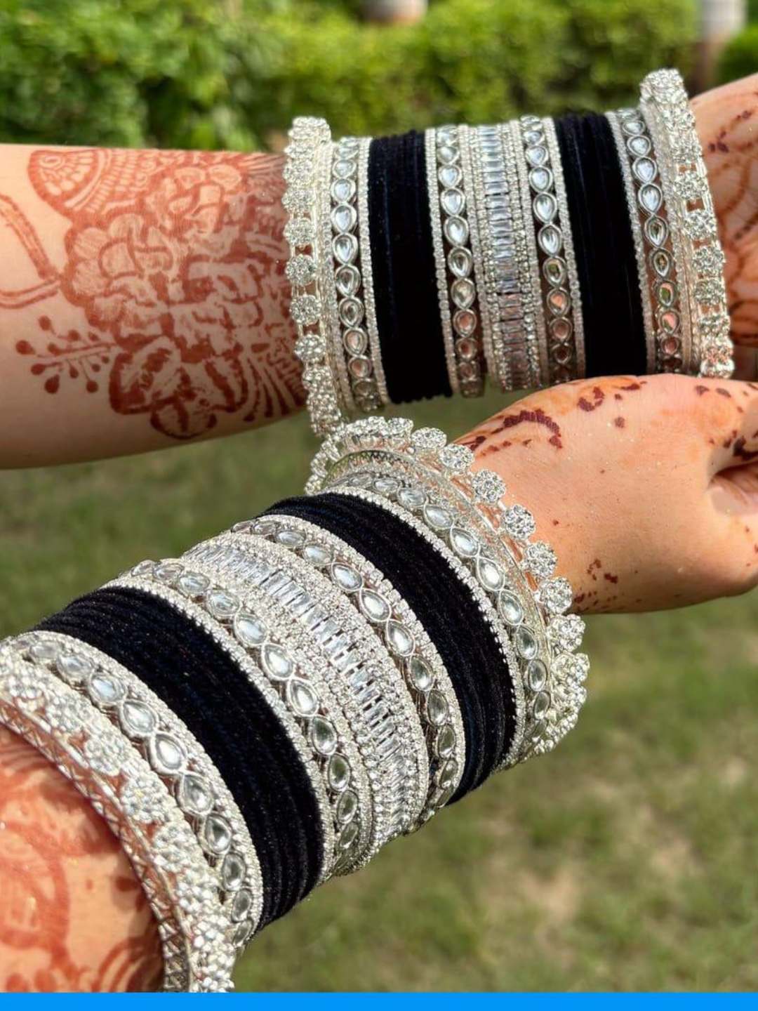 Buy Silver Plated Black Velvet Bridal Chooda Online - Ishhaara display picture 3