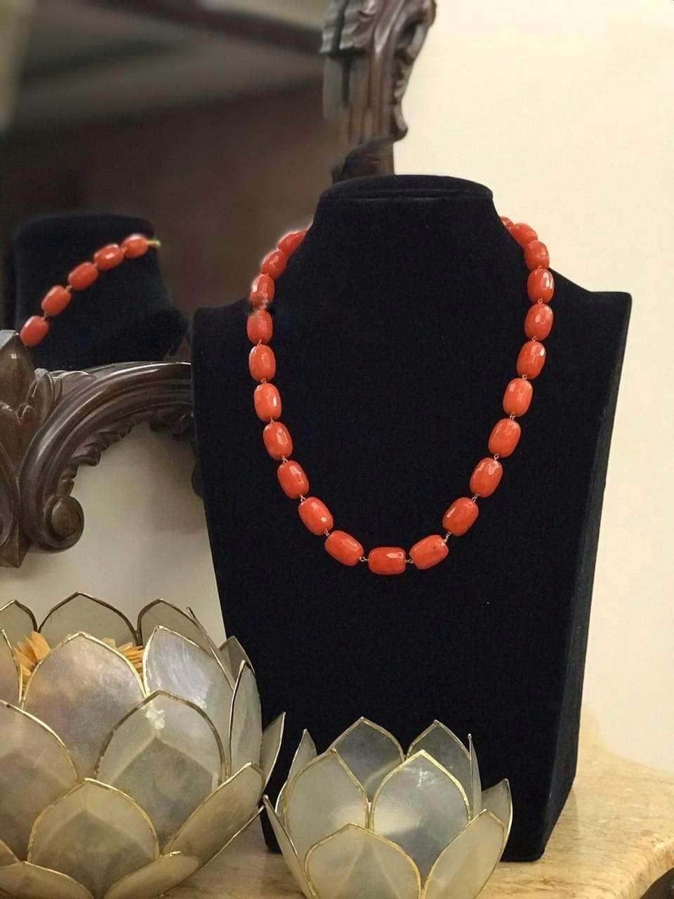 Buy Simple Red Stone Necklace Online Ishhaara
