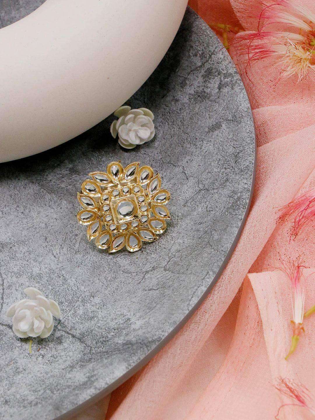 Ishhaara Square Dabi Kundan Ring