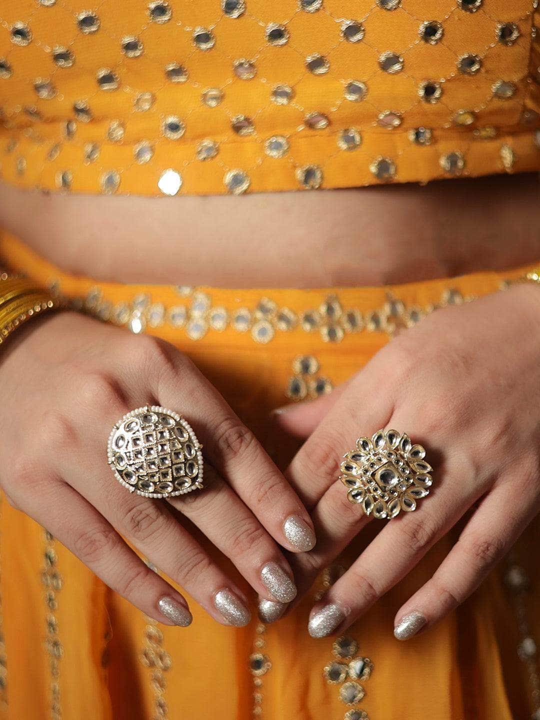 Ishhaara Square Dabi Kundan Ring