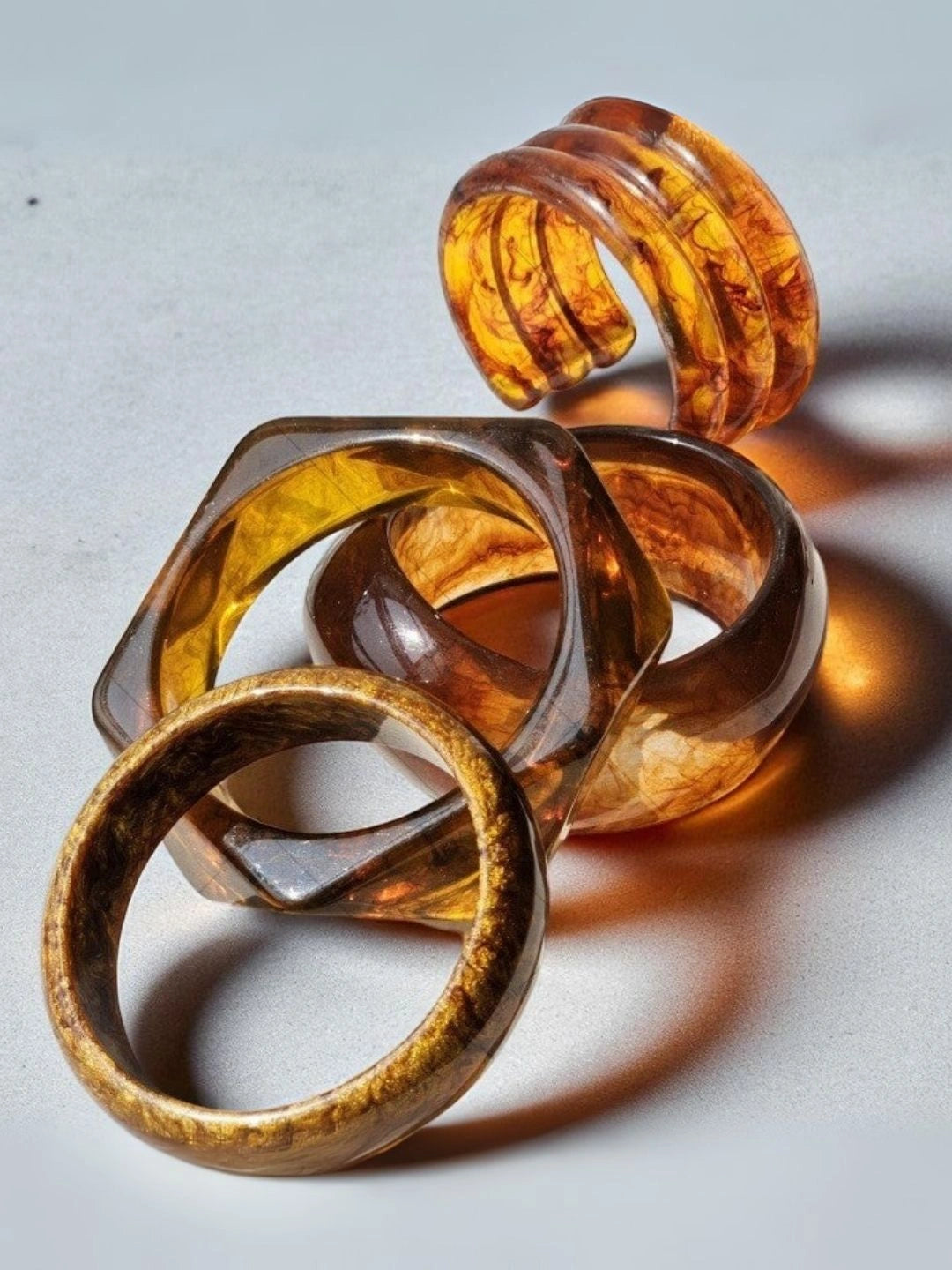 Ishhaara Stack Of Rooted Resin Bracelet