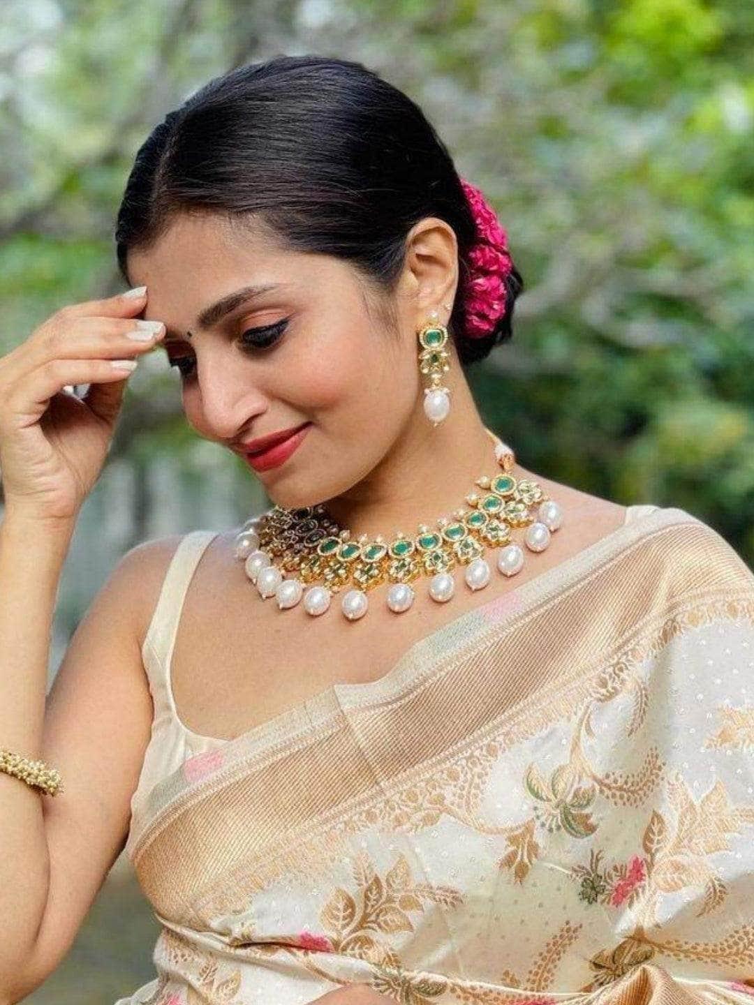 Ishhaara Stephanie Timmins In Ad Kundan Drop Pearls Necklace Set