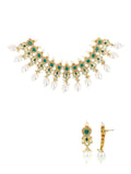 Ishhaara Stephanie Timmins in AD Kundan Drop Pearls Necklace Set