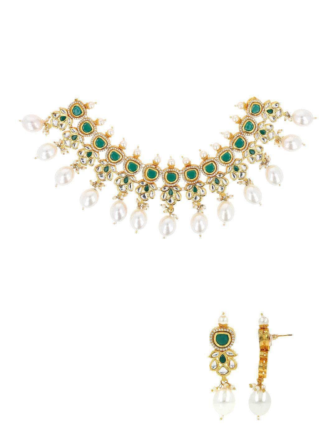 Ishhaara Stephanie Timmins In Ad Kundan Drop Pearls Necklace Set