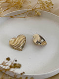 Ishhaara Striped Heart Shaped Stud Earrings