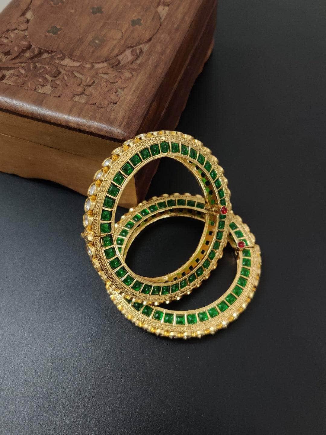 Ishhaara Studded Emerald Stone Bangle