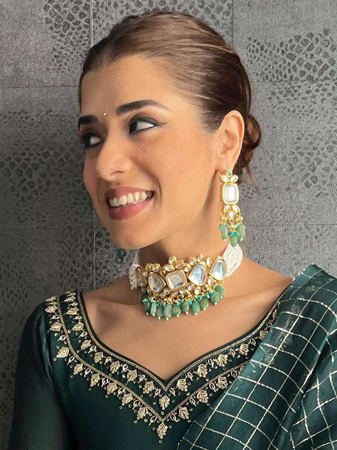 Ishhaara Sukhmani Gambhir In Square Kundan Moti Choker And Earring Set
