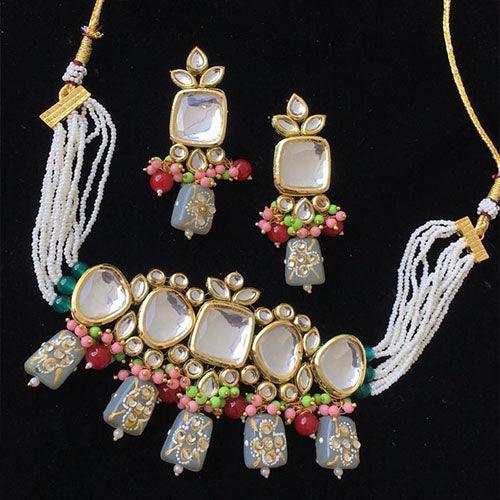 Ishhaara Sukhmani Gambhir In Square Kundan Moti Choker And Earring Set