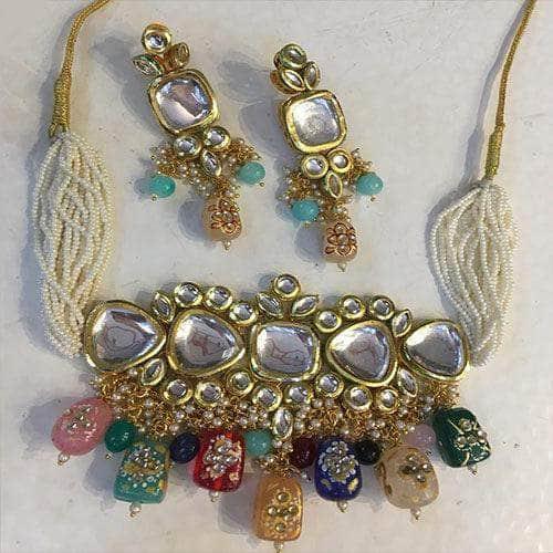 Ishhaara Sukhmani Gambhir In Square Kundan Moti Choker And Earring Set