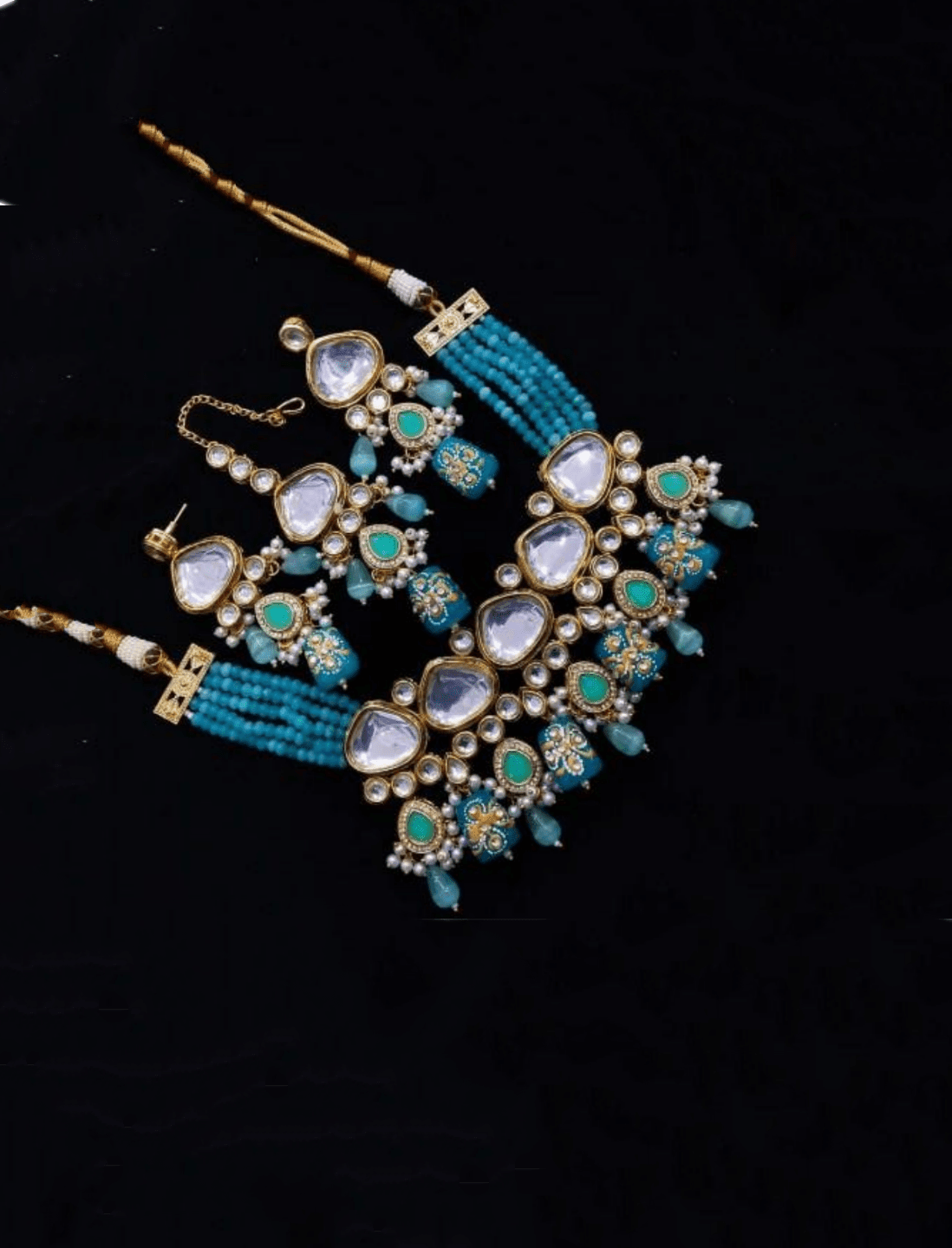 Ishhaara Triangular Kundan Onex Necklace And Earring Set