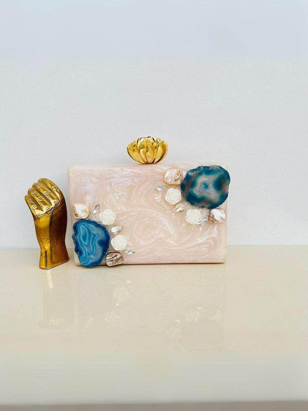 Ishhaara The Blue Baroque Rectangular Clutch