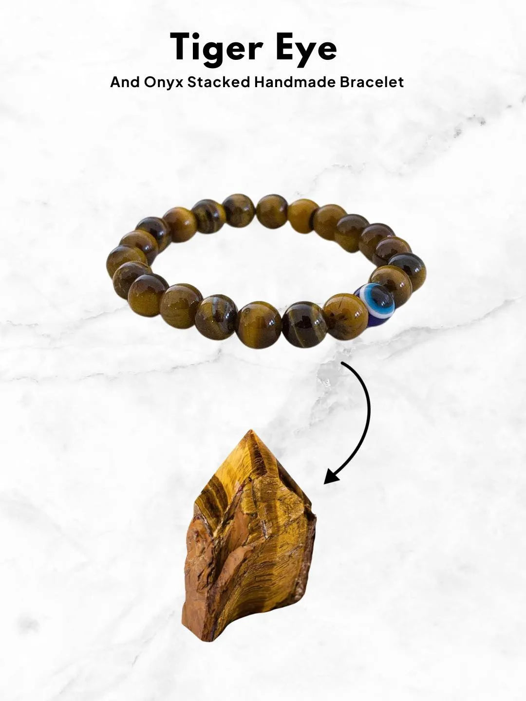 Ishhaara Tiger Eye And Onyx Stacked Handmade Bracelet