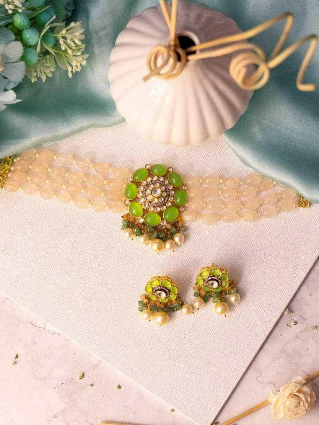 Ishhaara Tina Dhanak In Precious Choker Beaded Necklace Set