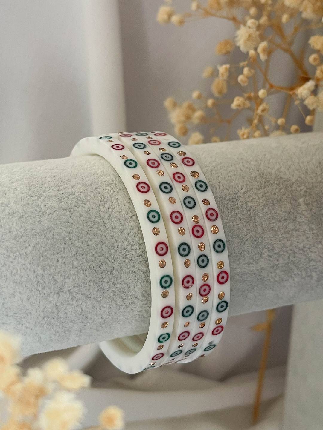 Ishhaara Traditional Bridal Choora Dot Bangles With Gold Stones