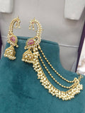 Ishhaara Traditional Peacock Shaped Earcuff Earrings With Earchains