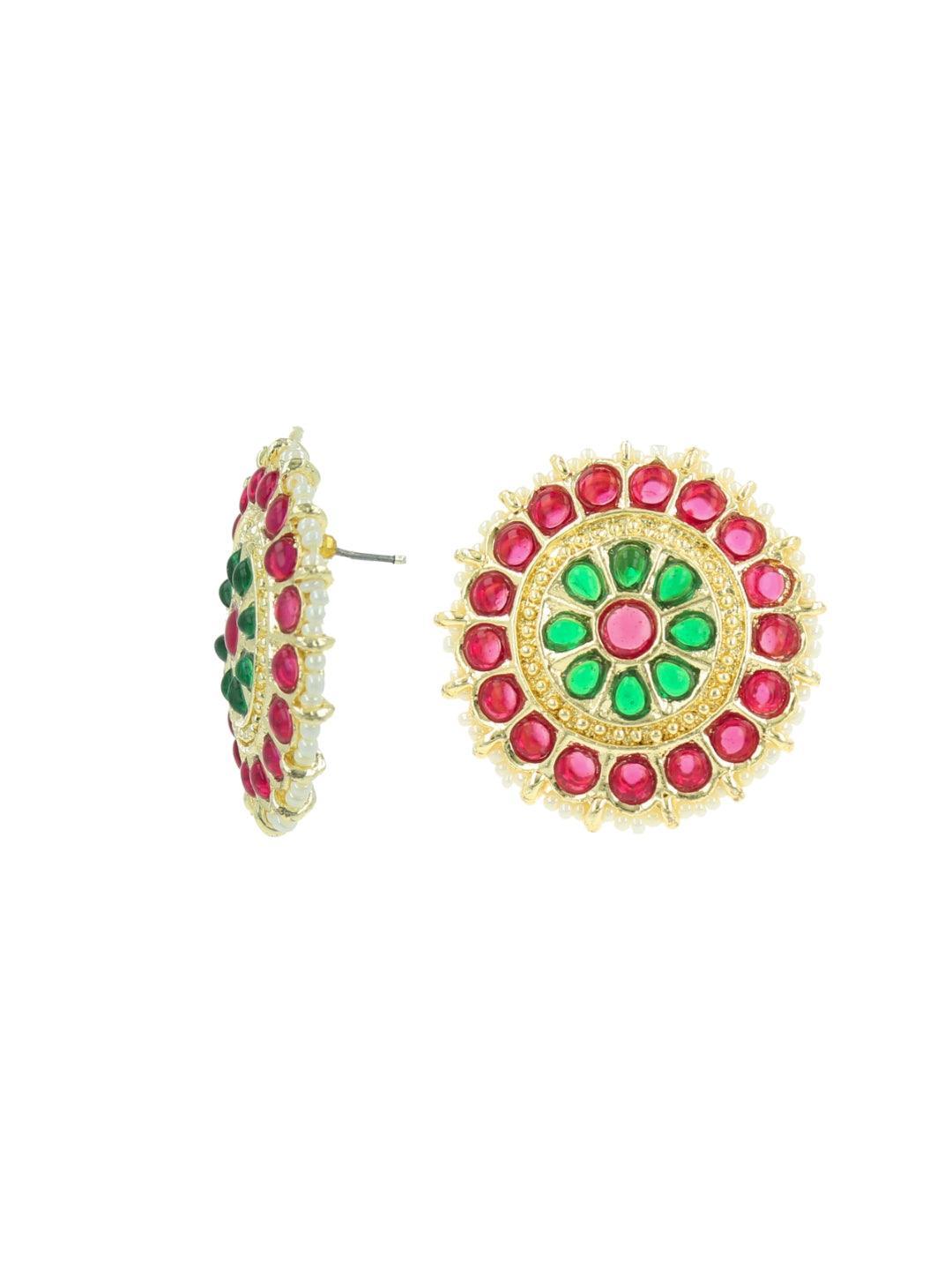 Ishhaara Traditional Stud Earring Red