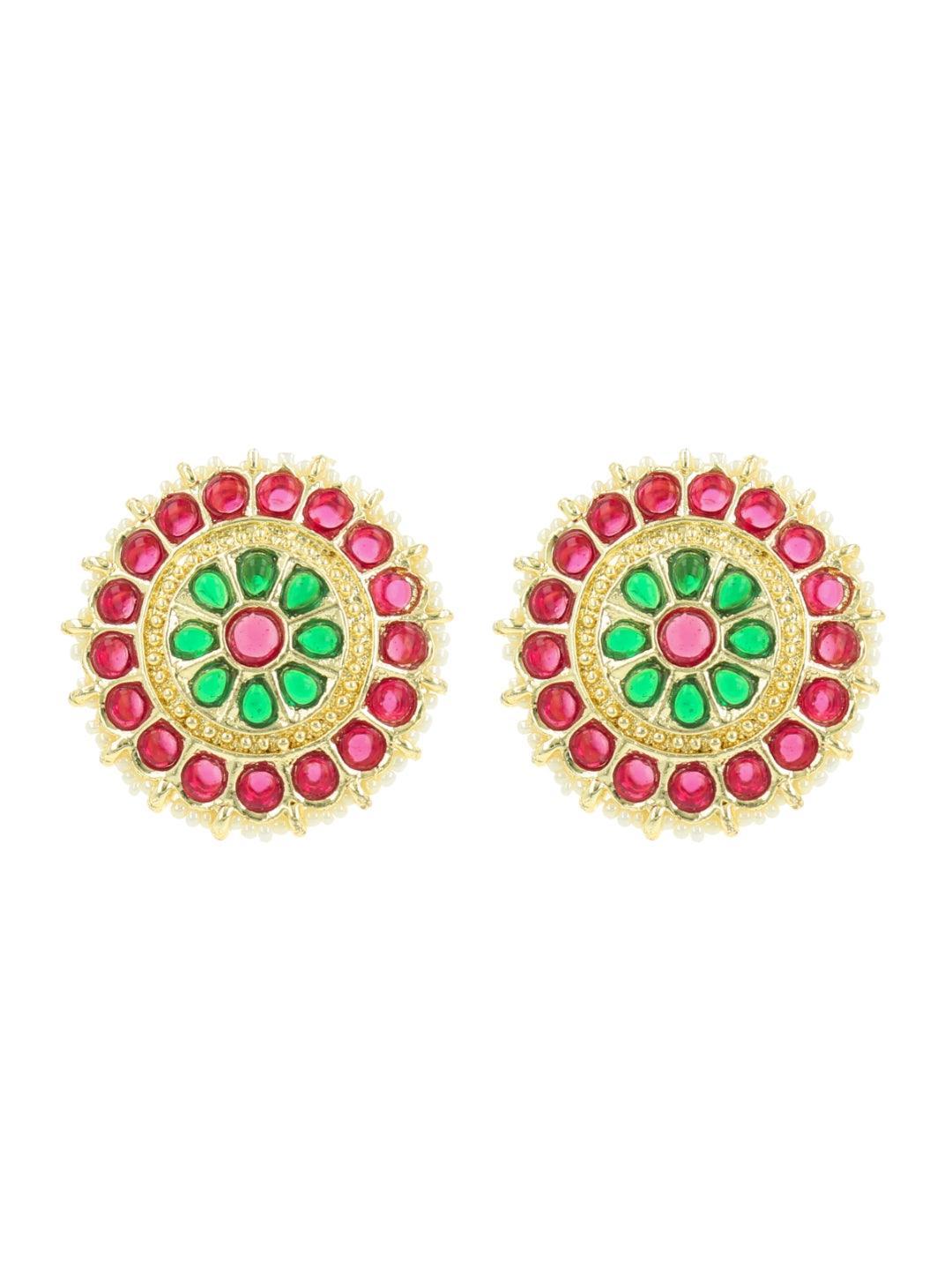 Ishhaara Traditional Stud Earring Red