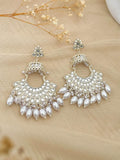 Ishhaara Traditional White Meena Kundan Earrings