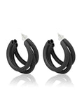 Ishhaara Triple Hoop Earrings Black