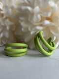 Ishhaara Triple Hoop Earrings Green