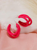 Ishhaara Triple Hoop Earrings Magenta Pink