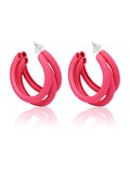 Ishhaara Triple Hoop Earrings Magenta Pink