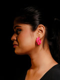 Ishhaara Triple Hoop Earrings Magenta Pink
