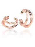 Ishhaara Triple Hoop Earrings Rose Gold