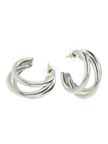 Ishhaara Triple Hoop Earrings Silver