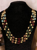 Ishhaara Triple Layered Craved Stone Multi Color Haar