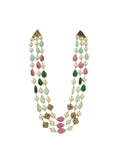Ishhaara Triple Layered Craved Stone Multi Color Haar
