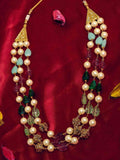 Ishhaara Triple Layered Craved Stone Multi Color Haar