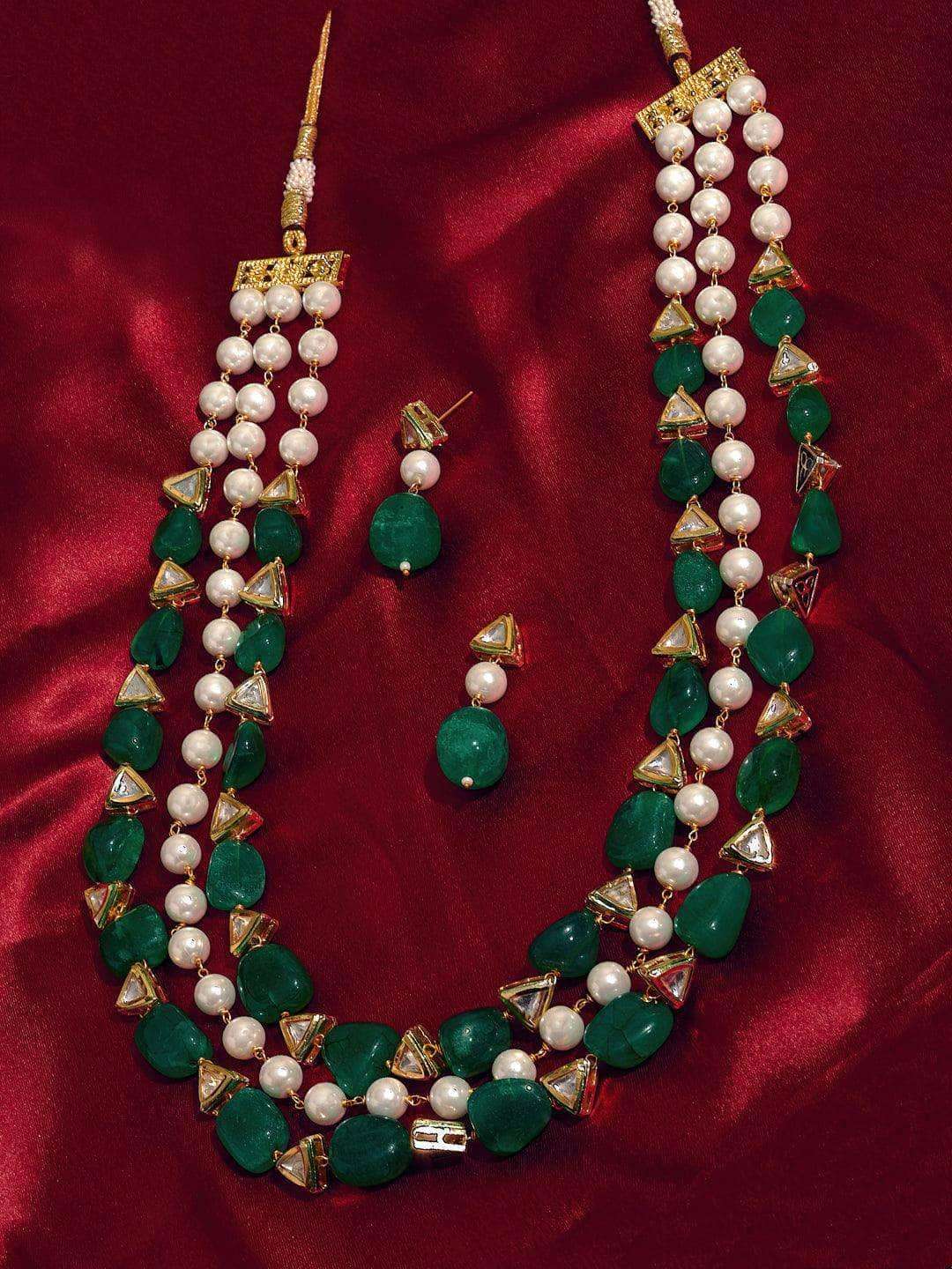 Ishhaara Triple Layered Pearl Necklace Set