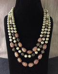 Ishhaara Triple Layered Pearl Precious Stone Necklace
