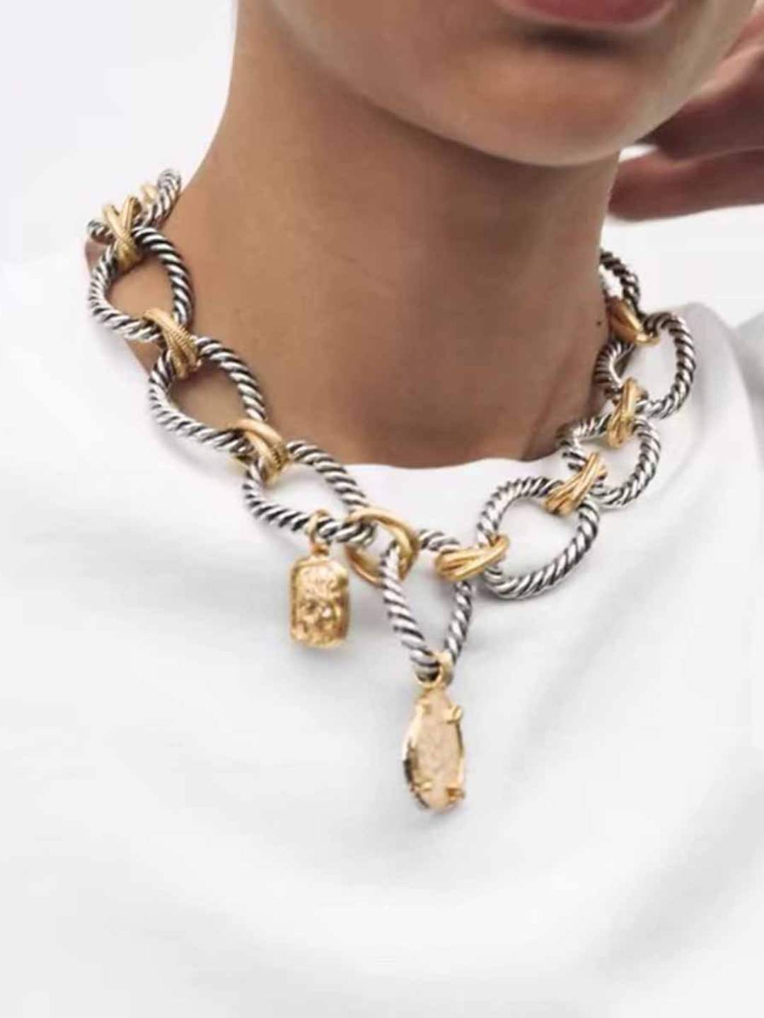 Ishhaara Two Tone Link Necklace