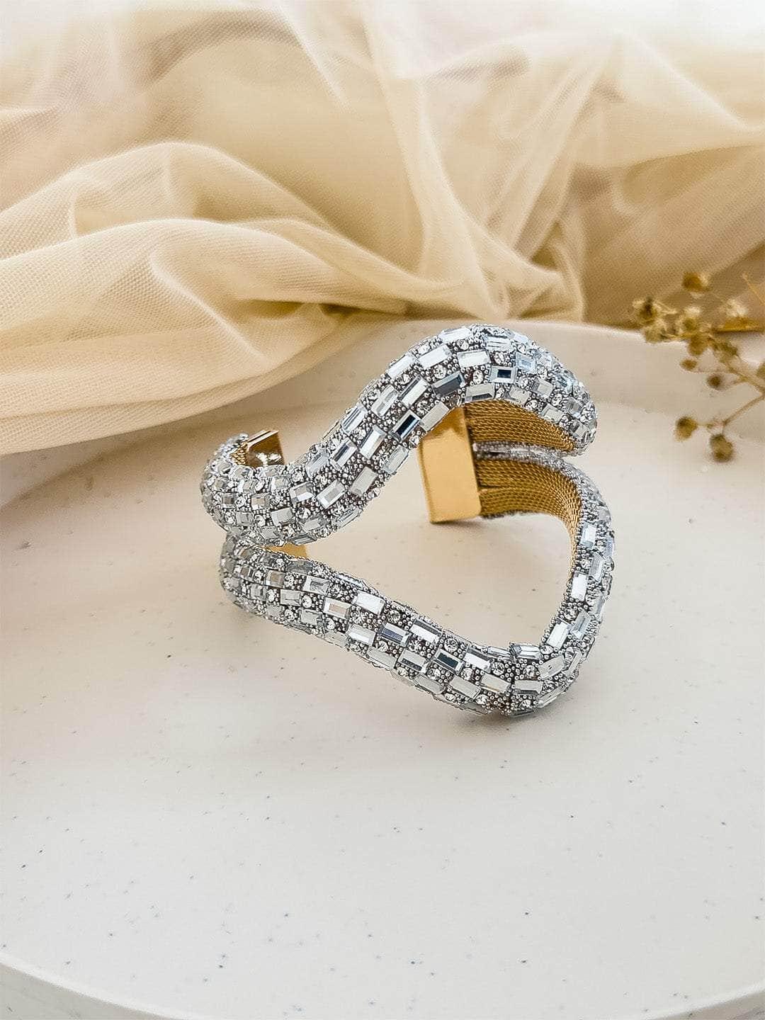 Ishhaara Undulating Diamond And White Gold Handcuff
