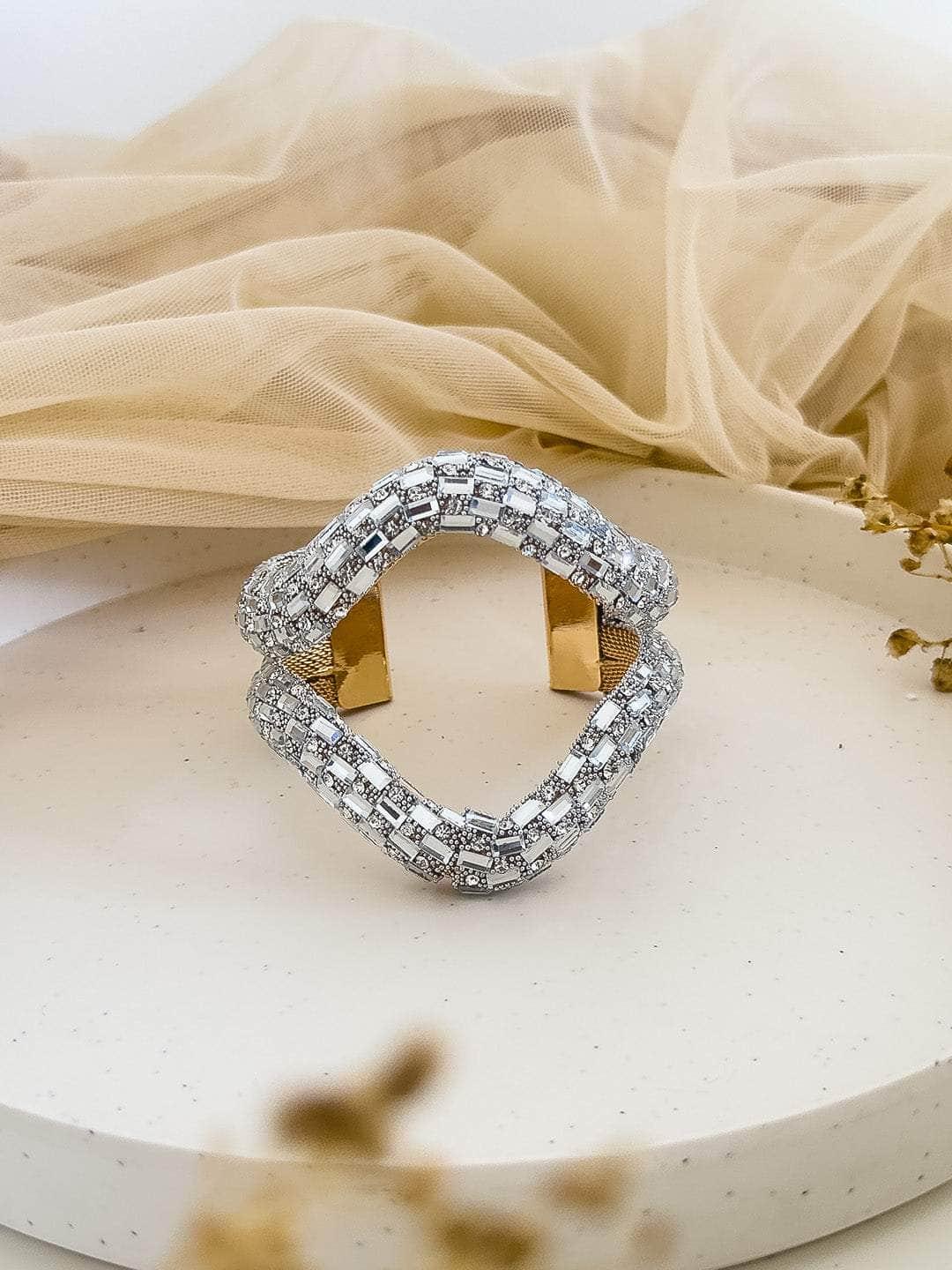 Ishhaara Undulating Diamond And White Gold Handcuff