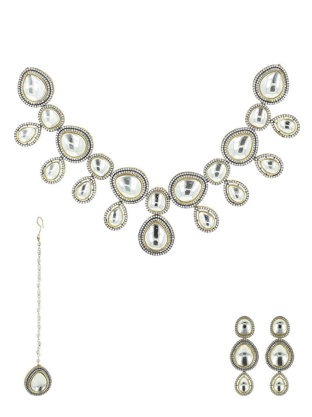 Ishhaara Victorian AD polki kundan necklace set