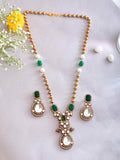 Ishhaara Victorian Long Polki Necklace Set Green