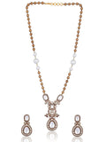 Ishhaara Victorian Long Polki Necklace Set White