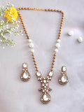 Ishhaara Victorian Long Polki Necklace Set White
