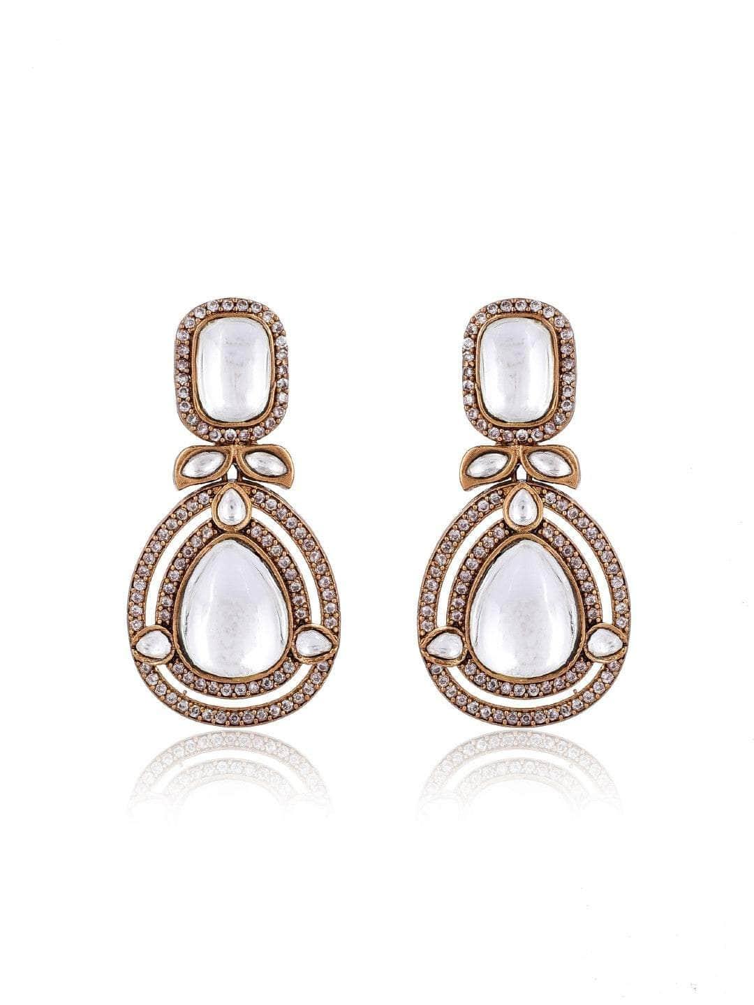 Ishhaara Victorian Long Polki Necklace Set White