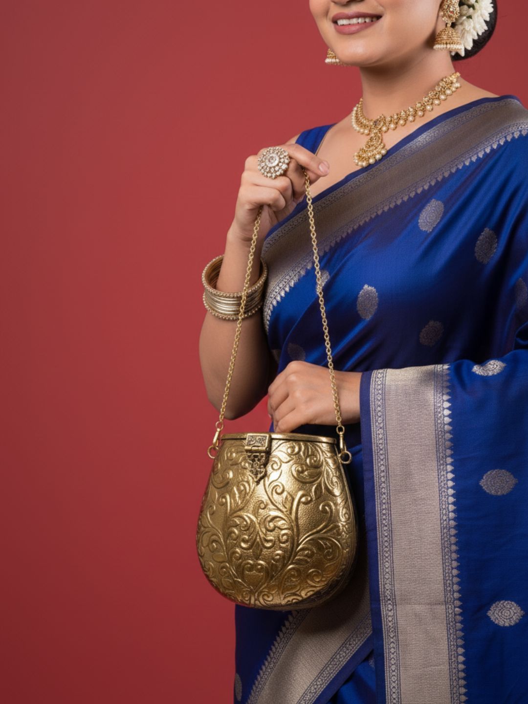 Ishhaara Vintage Brass Bucket Bag
