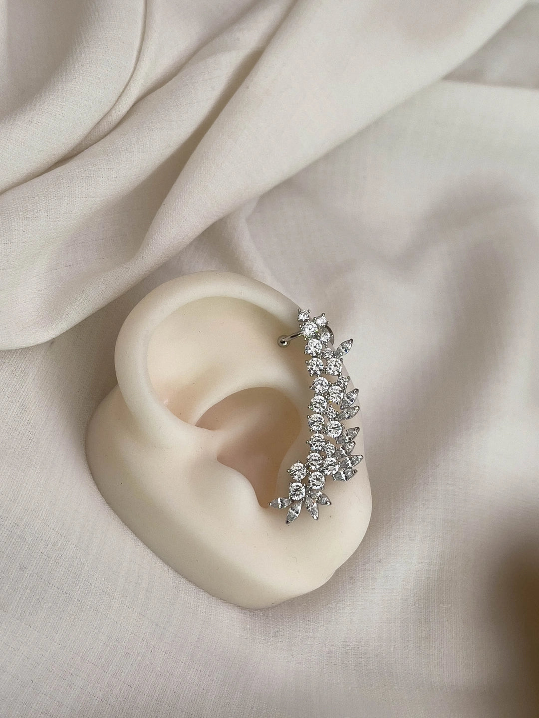 Ishhaara Vintage Crystal Leaf Cuff Earrings