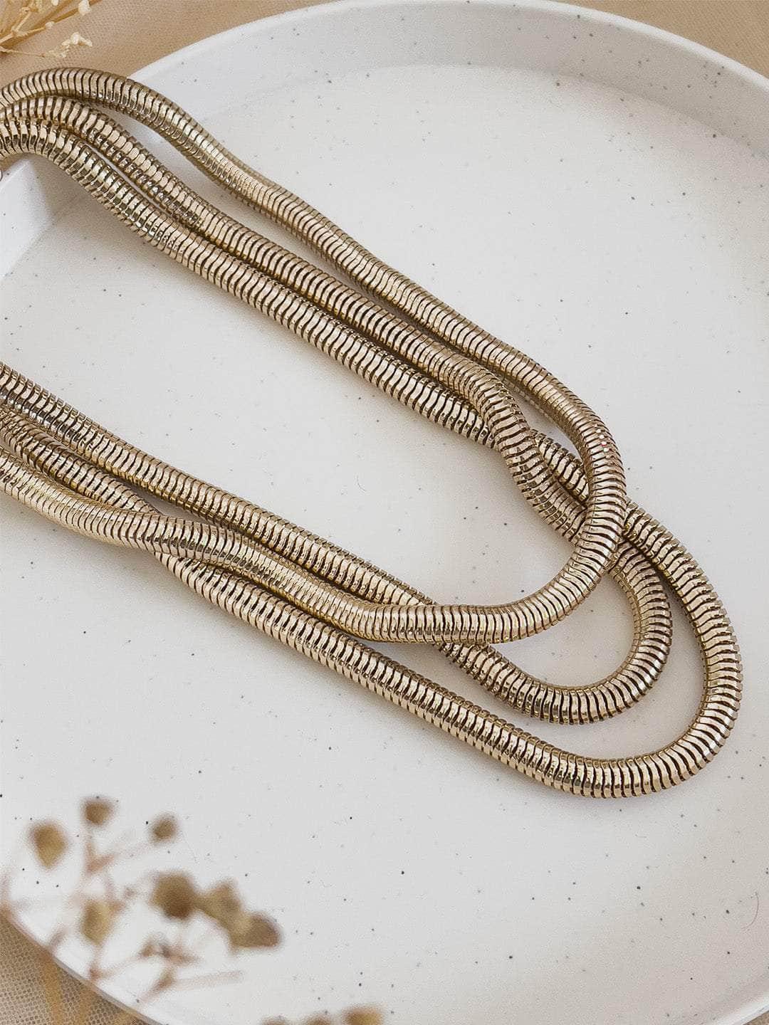 Ishhaara Vintage Gold Toned Cubic Chain Necklace