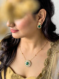 Ishhaara Vintage Green Stone Anti Tarnish Sunflower Pendant Necklace