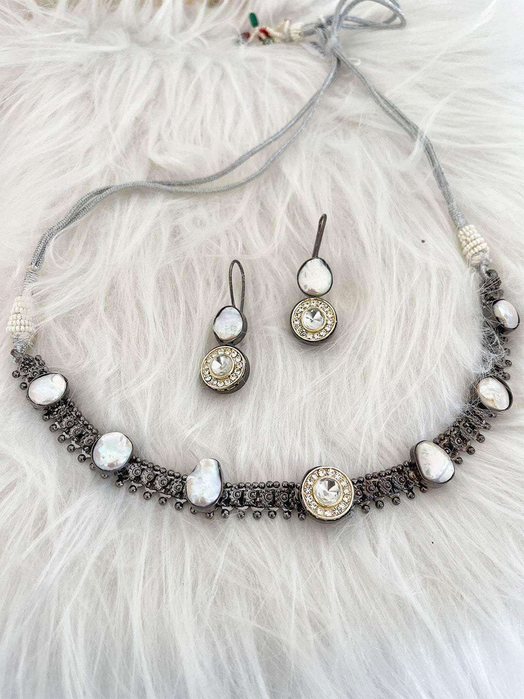 Marcasite and pearl necklace top