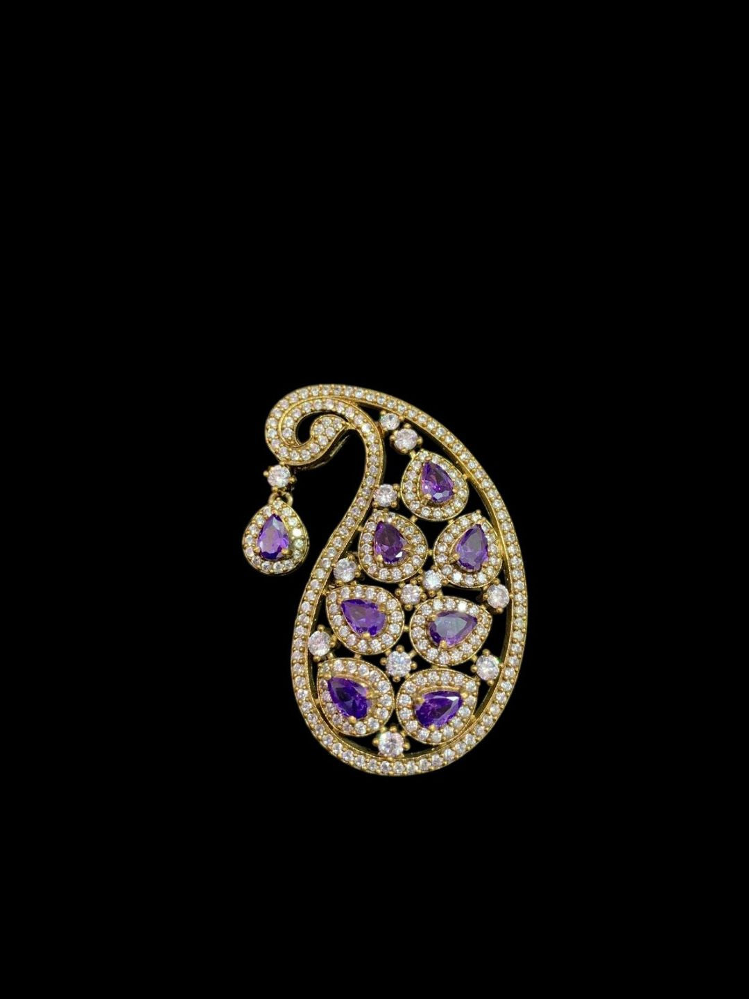 Ishhaara Violet Mango Shaped Groom Brooch