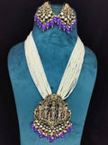 Ishhaara Victorian Style Long Temple Pendant Necklace Set