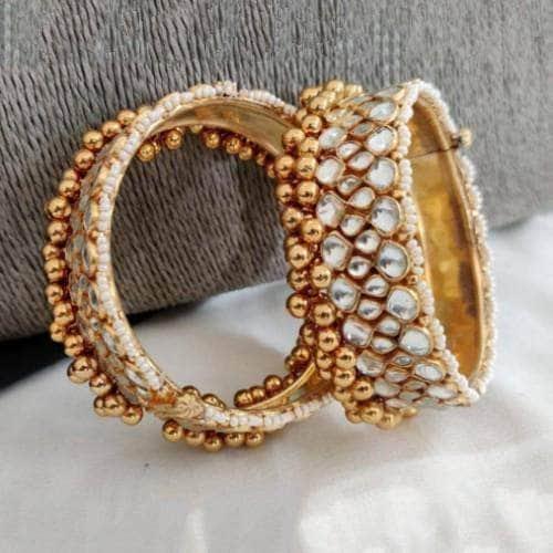 Ishhaara Polki Bangle With Gold Pearls